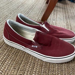 Red Vans slip ons
